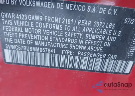 2021 Volkswagen Jetta 1.4T R-Line/1.4T S/1.4T Se from USA, damaged, VIN 3VWC57BU6MM067841